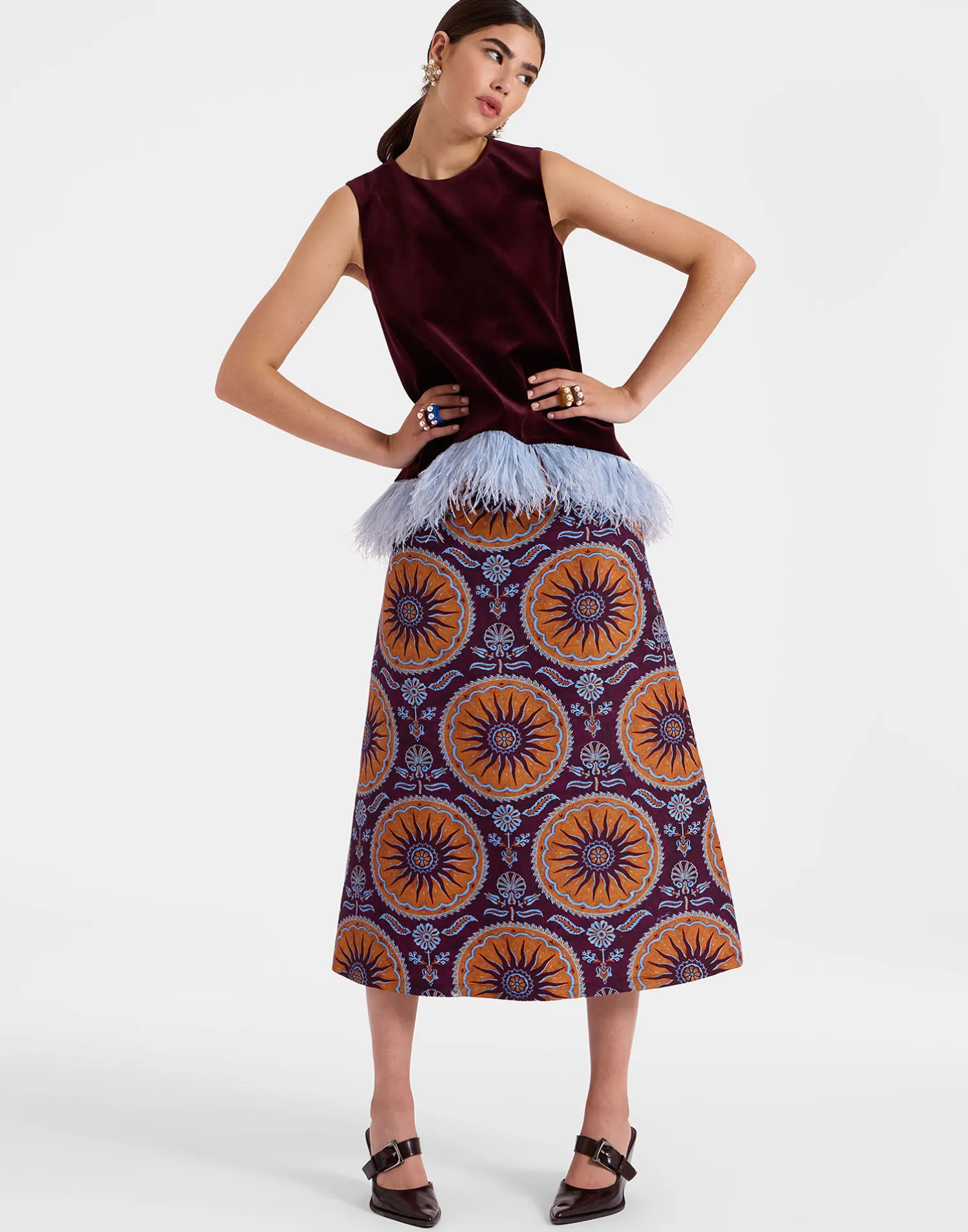 La DoubleJ Gonne<A-Long SkirtSovereign Purple in Cady Wool