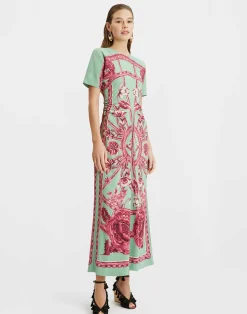 La DoubleJ Vestiti<Angelica DressZodiac Placée Acquamarine in Envers Satin