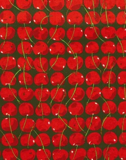 La DoubleJ Grembiuli|Tessili<ApronCherries Verde in Cotton Daytona