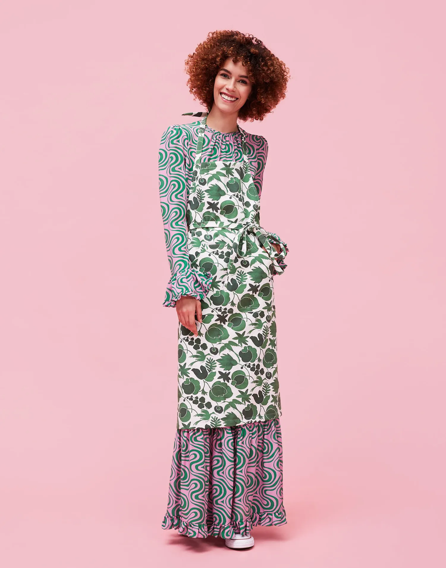 La DoubleJ Grembiuli|Tessili<ApronWildbird Verde in Cotton