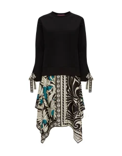 La DoubleJ Vestiti<Arcade DressMix Tiles Plac&eacute;e Black in Heavy Jersey