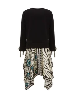 La DoubleJ Vestiti<Arcade DressMix Tiles Plac&eacute;e Black in Heavy Jersey