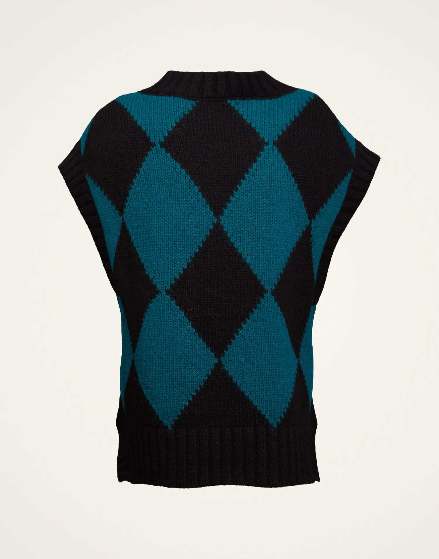 La DoubleJ Maglieria<Argyle GiletBlack / Green in Wool
