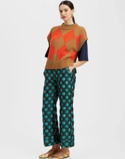 La DoubleJ Maglieria<Argyle GiletCamel / Orange in Wool