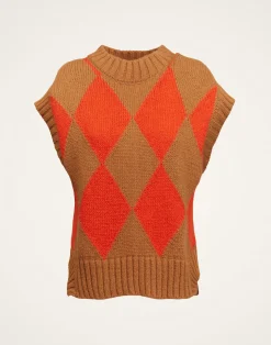La DoubleJ Maglieria<Argyle GiletCamel / Orange in Wool