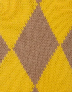 La DoubleJ Maglieria<Argyle GiletCamel/Yellow in Wool