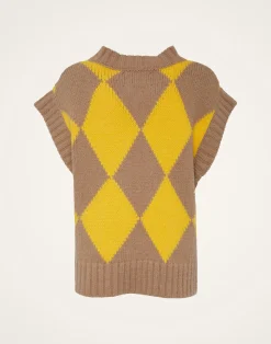La DoubleJ Maglieria<Argyle GiletCamel/Yellow in Wool