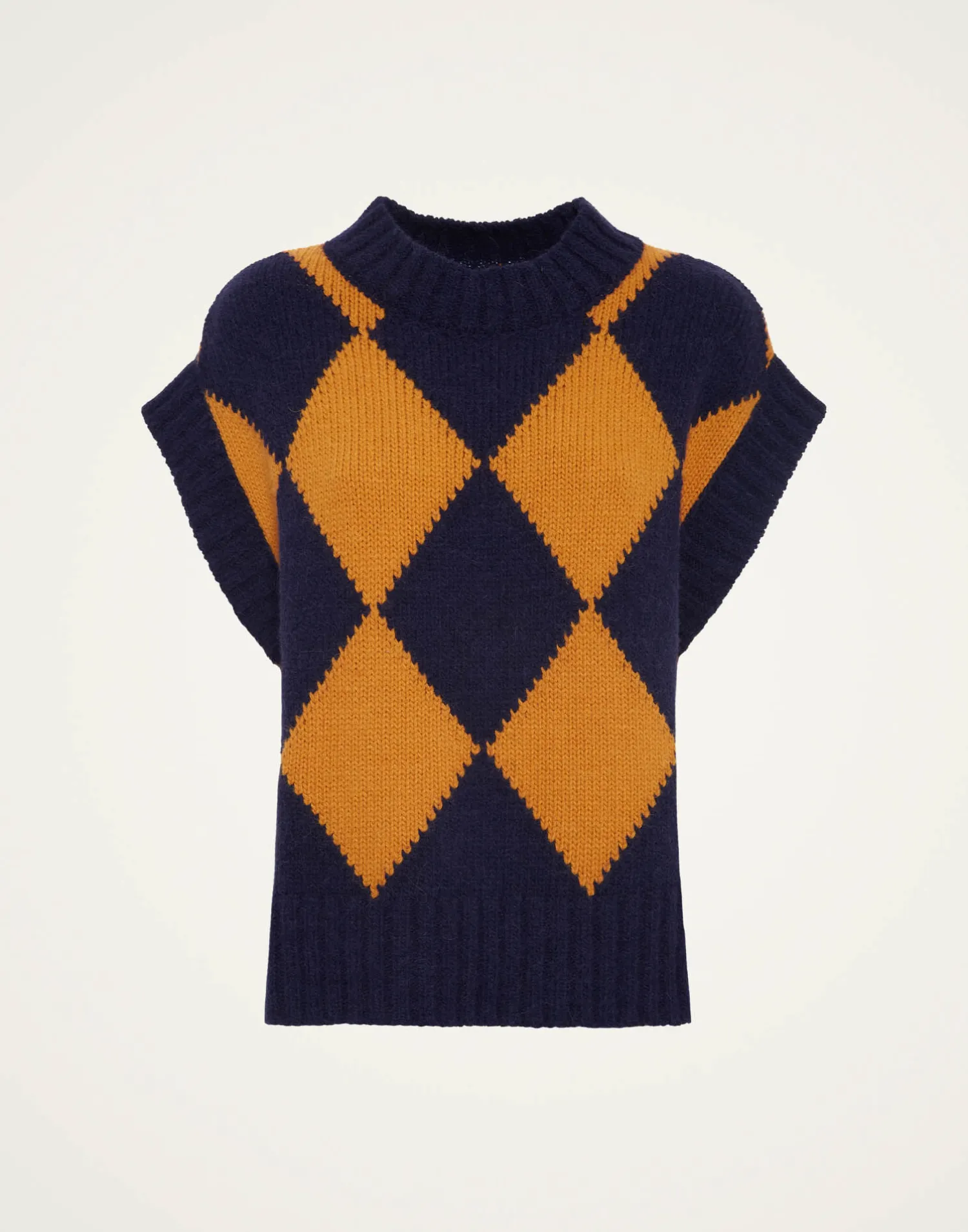 La DoubleJ Maglieria<Argyle GiletNavy & Yellow in Wool