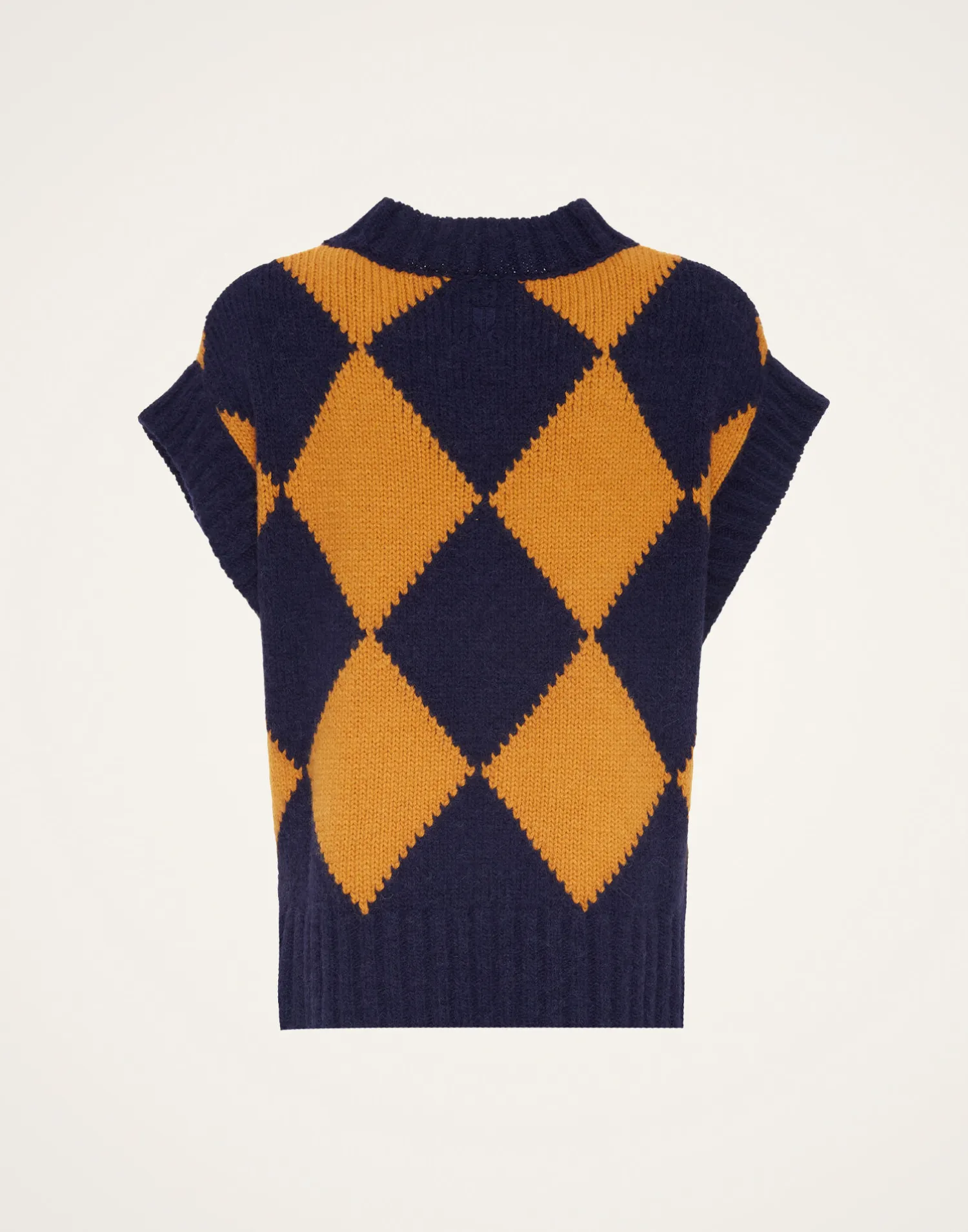 La DoubleJ Maglieria<Argyle GiletNavy & Yellow in Wool