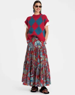 La DoubleJ Maglieria<Argyle GiletRed & Blue in Wool