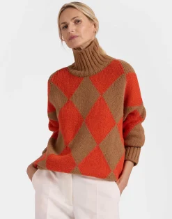 La DoubleJ Maglieria<Argyle SweaterCamel/Orange in Wool