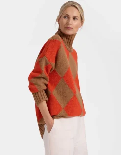 La DoubleJ Maglieria<Argyle SweaterCamel/Orange in Wool