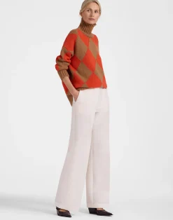 La DoubleJ Maglieria<Argyle SweaterCamel/Orange in Wool