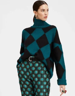 La DoubleJ Maglieria<Argyle SweaterGreen / Black in Wool
