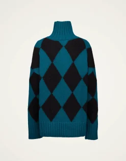 La DoubleJ Maglieria<Argyle SweaterGreen / Black in Wool