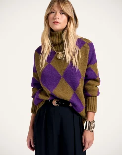 La DoubleJ Maglieria<Argyle SweaterGreen/Purple in Wool