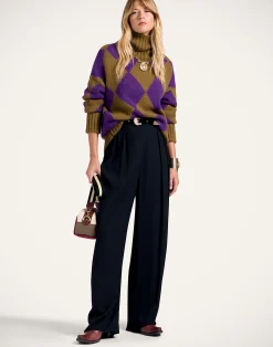 La DoubleJ Maglieria<Argyle SweaterGreen/Purple in Wool