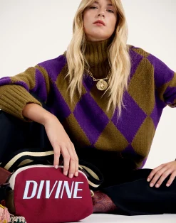 La DoubleJ Maglieria<Argyle SweaterGreen/Purple in Wool