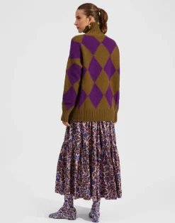 La DoubleJ Maglieria<Argyle SweaterGreen/Purple in Wool