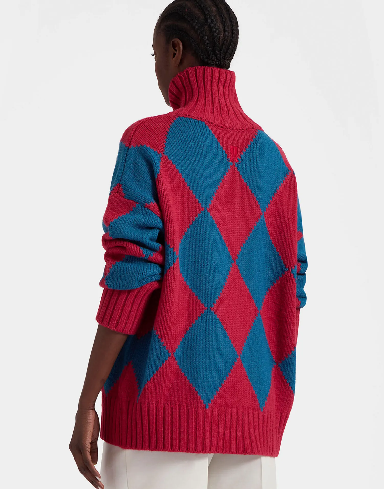 La DoubleJ Maglieria<Argyle SweaterRed & Blue in Wool