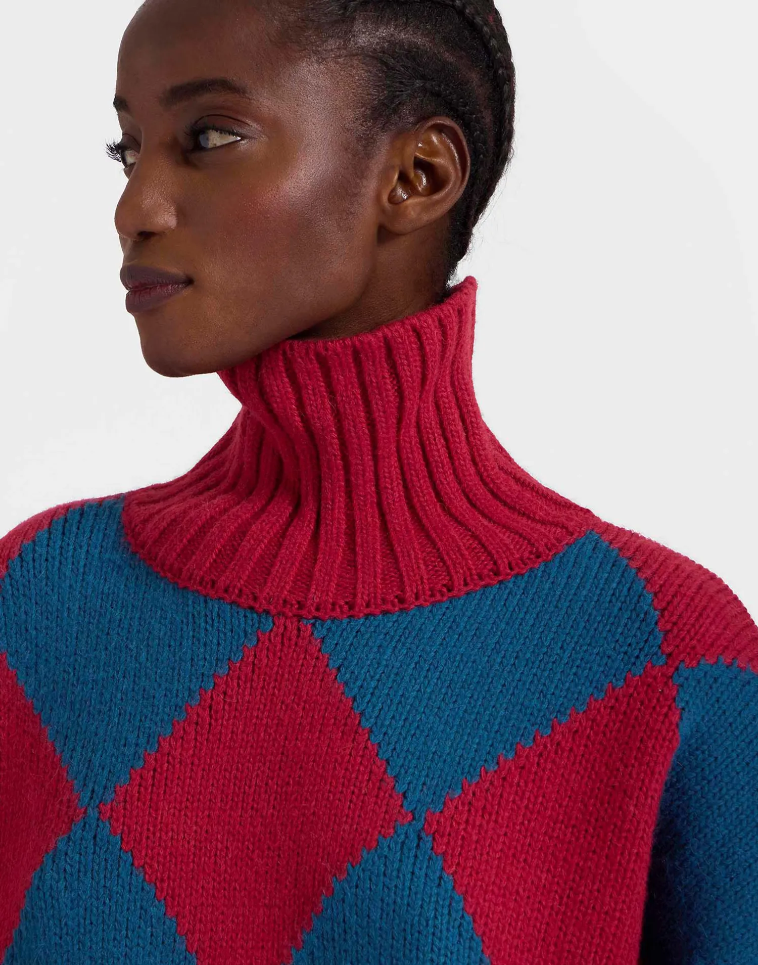 La DoubleJ Maglieria<Argyle SweaterRed & Blue in Wool