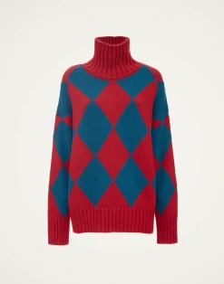 La DoubleJ Maglieria<Argyle SweaterRed & Blue in Wool