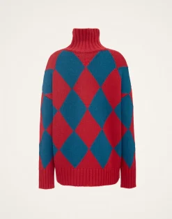 La DoubleJ Maglieria<Argyle SweaterRed & Blue in Wool