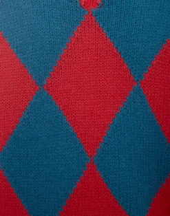 La DoubleJ Maglieria<Argyle SweaterRed & Blue in Wool