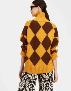 La DoubleJ Maglieria<Argyle SweaterYellow / Brown in Wool