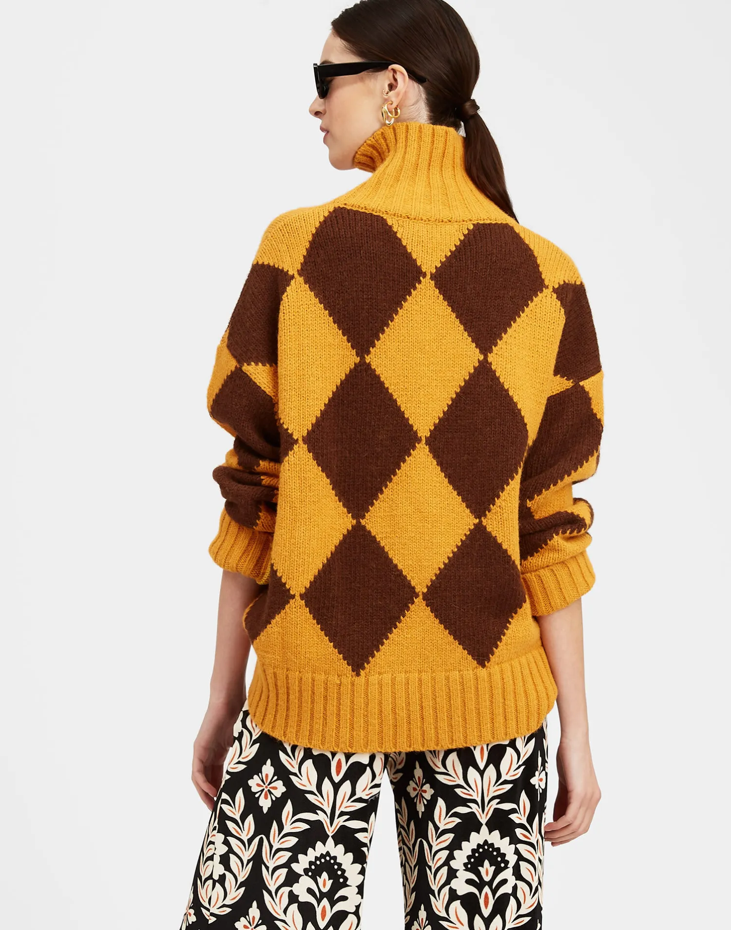 La DoubleJ Maglieria<Argyle SweaterYellow / Brown in Wool