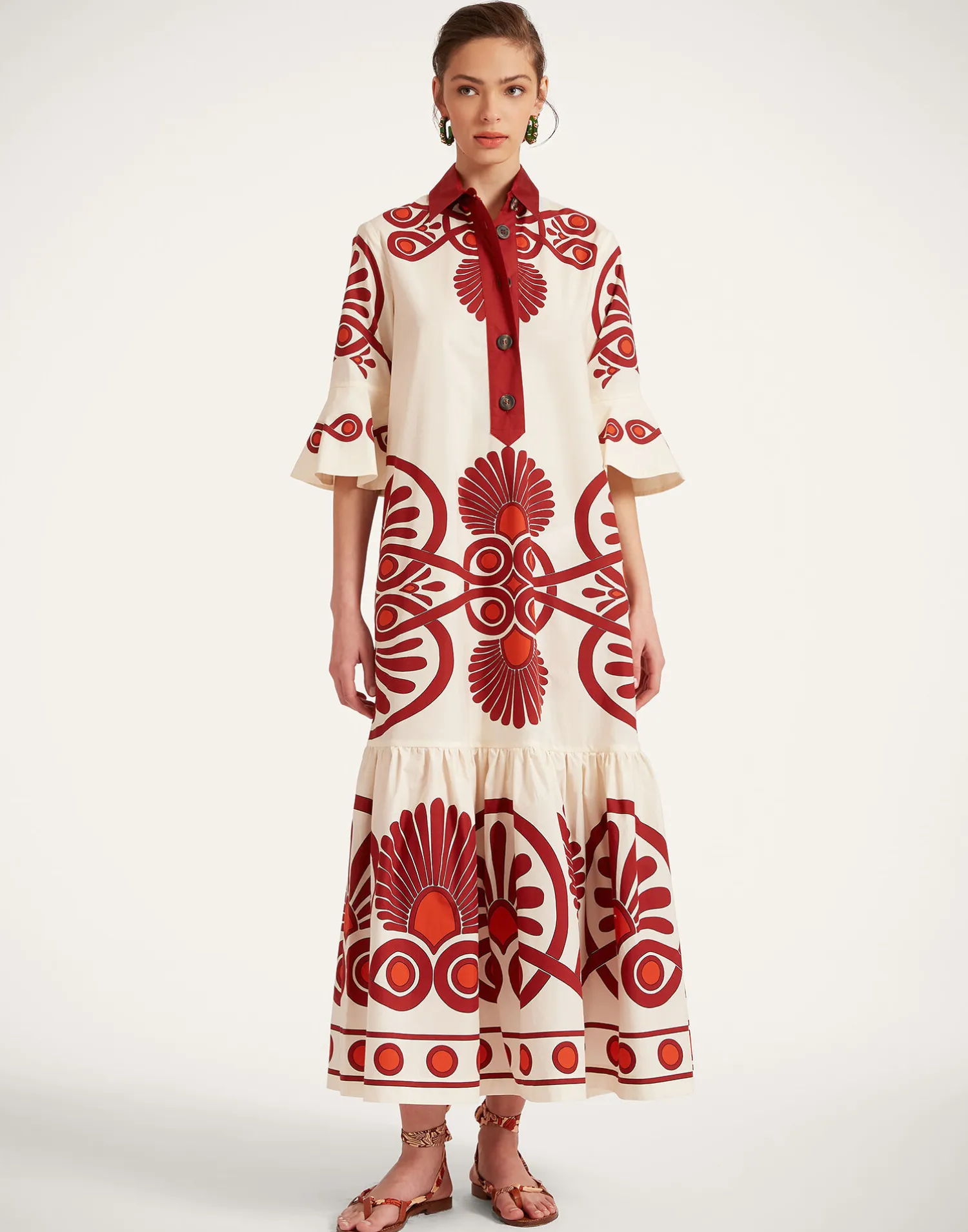 La DoubleJ Vestiti<Artemis DressMedallion Placée Cream in Cotton Poplin