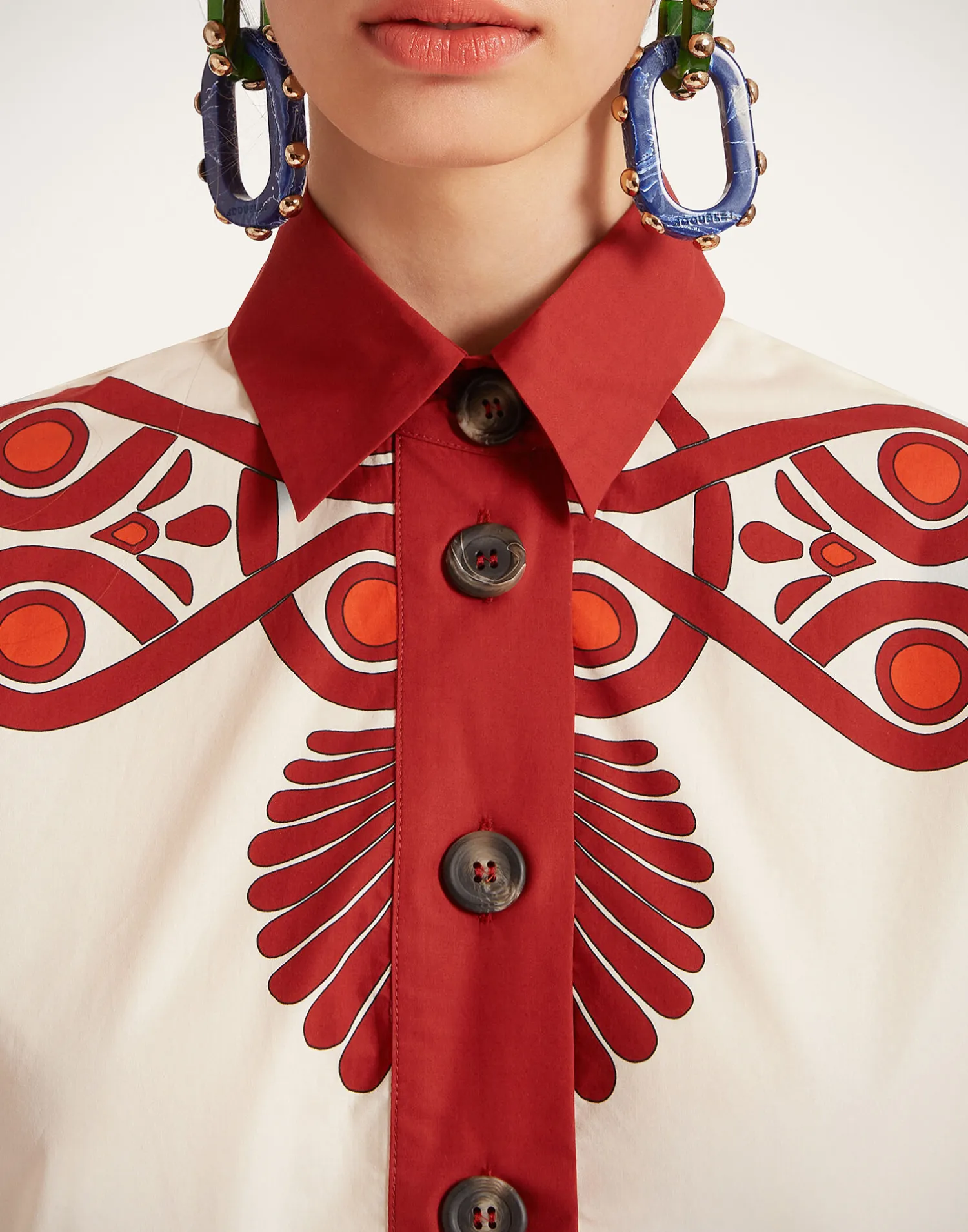 La DoubleJ Vestiti<Artemis DressMedallion Placée Cream in Cotton Poplin