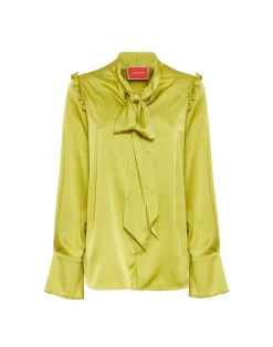 La DoubleJ Camicie E Top<Ascot ShirtAcid Green in Stretch Satin