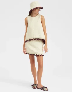 La DoubleJ Gonne<Baia Mini Skirt EmbroideredCreamy in Jacquard