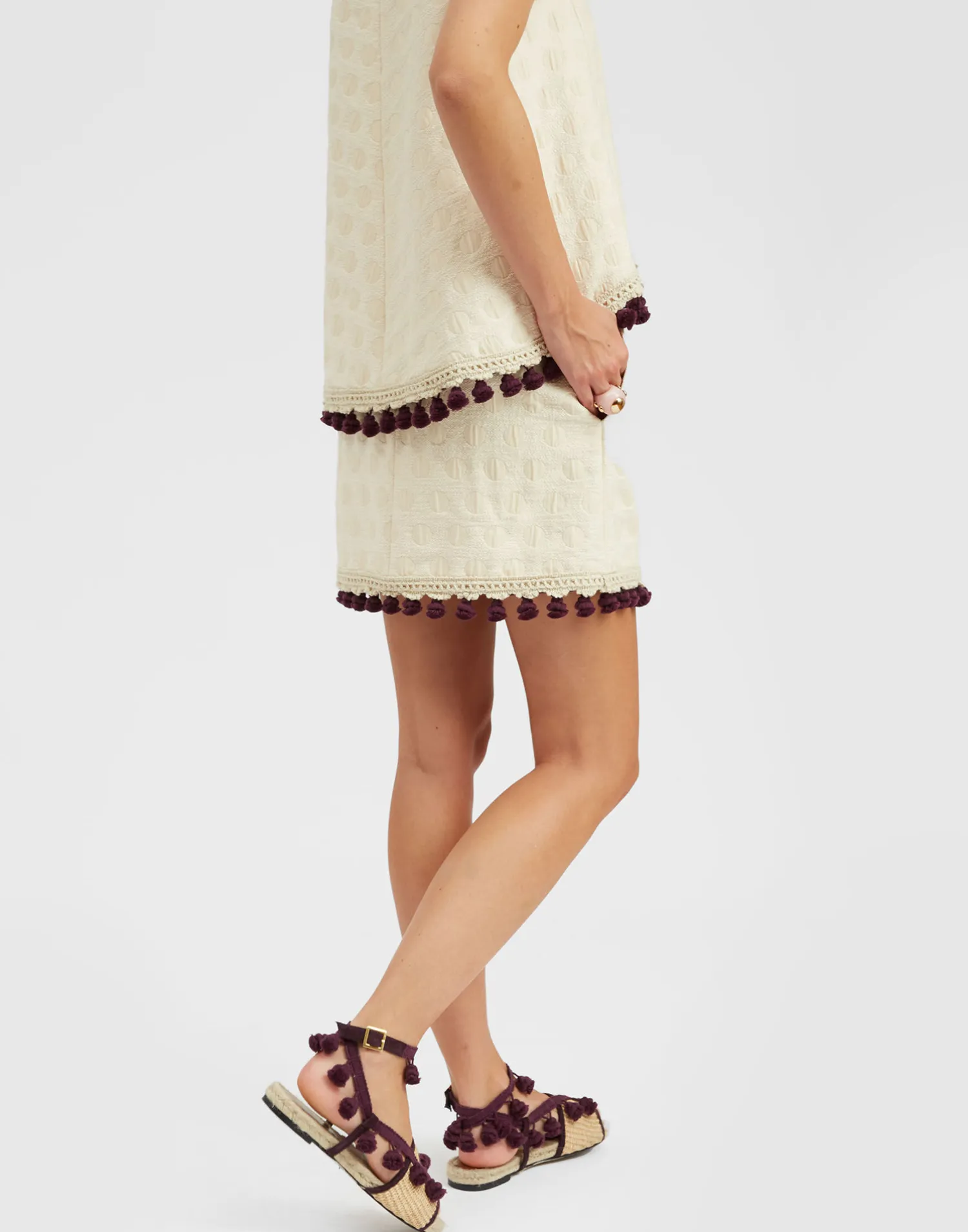 La DoubleJ Gonne<Baia Mini Skirt EmbroideredCreamy in Jacquard