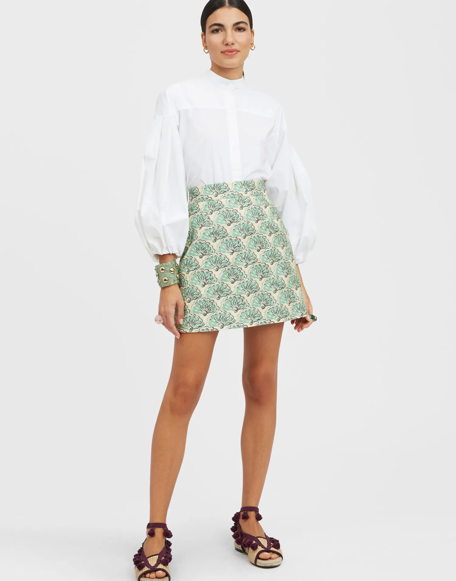 La DoubleJ Gonne<Baia Mini SkirtFans Mint in Shot Cotton
