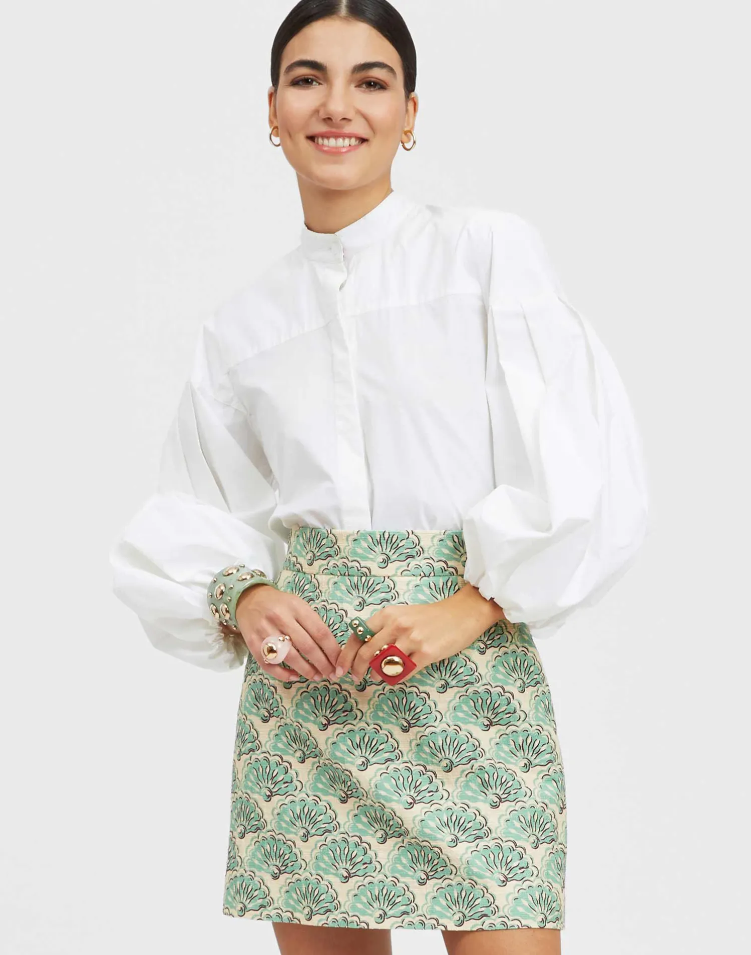 La DoubleJ Gonne<Baia Mini SkirtFans Mint in Shot Cotton