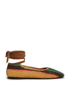 La DoubleJ Scarpe|Accessories<Ballerina FlatsMulticolor Cioccolato in Raffia