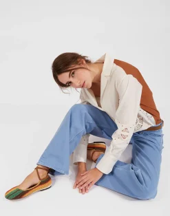 La DoubleJ Scarpe|Accessories<Ballerina FlatsMulticolor Cioccolato in Raffia