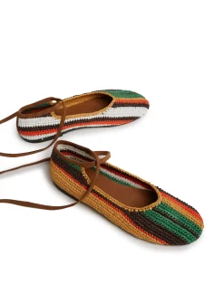 La DoubleJ Scarpe|Accessories<Ballerina FlatsMulticolor Cioccolato in Raffia