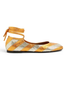 La DoubleJ Scarpe|Accessories<Ballerina FlatsOrange in Faux Python
