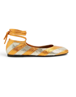 La DoubleJ Scarpe|Accessories<Ballerina FlatsOrange in Faux Python