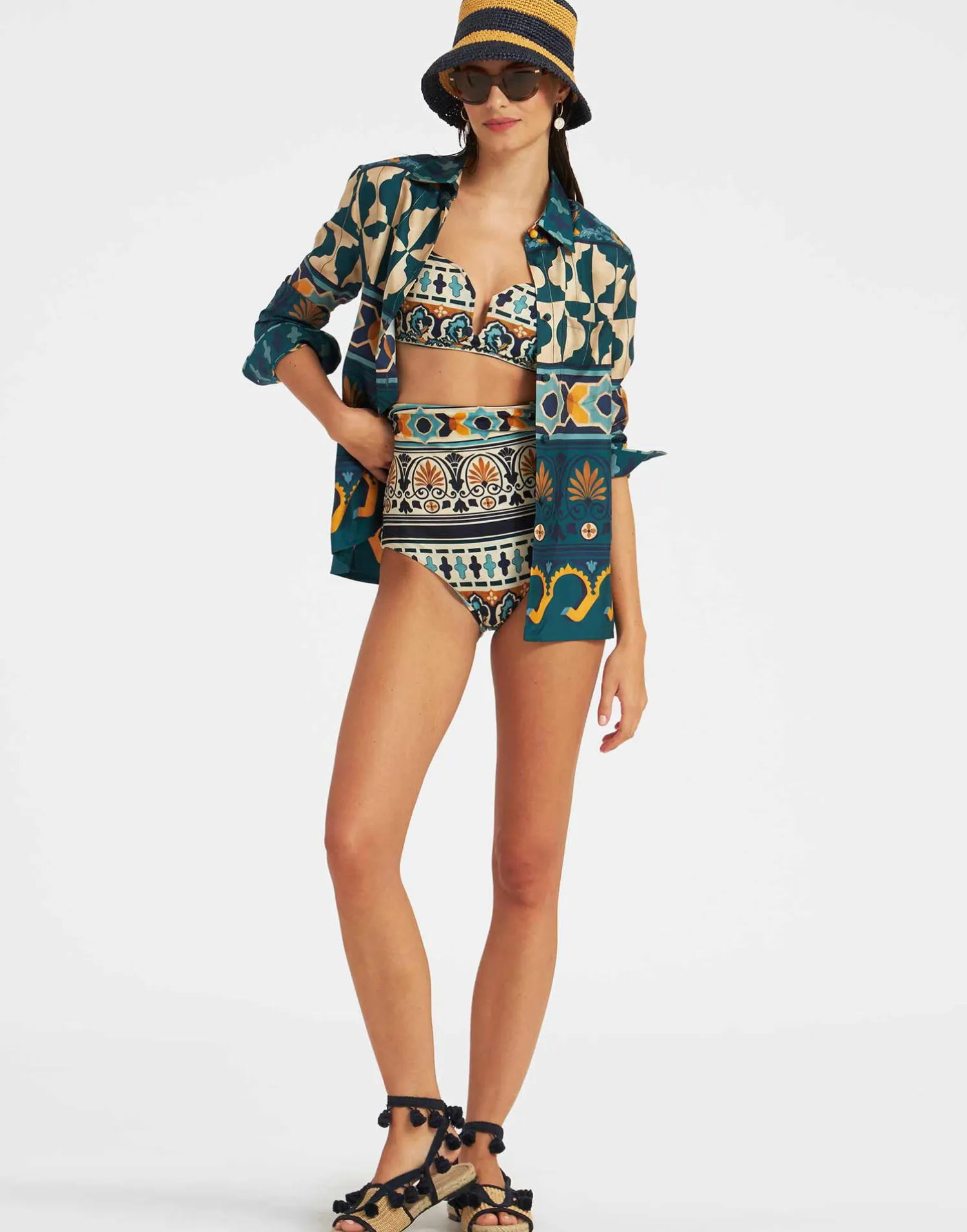 La DoubleJ Moda Mare<Barbarella Bikini TopCasareale Small Placèe Cream in Lycra