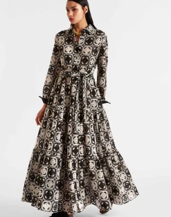 La DoubleJ Vestiti<Bellini DressMini Tiles Black in Macramé