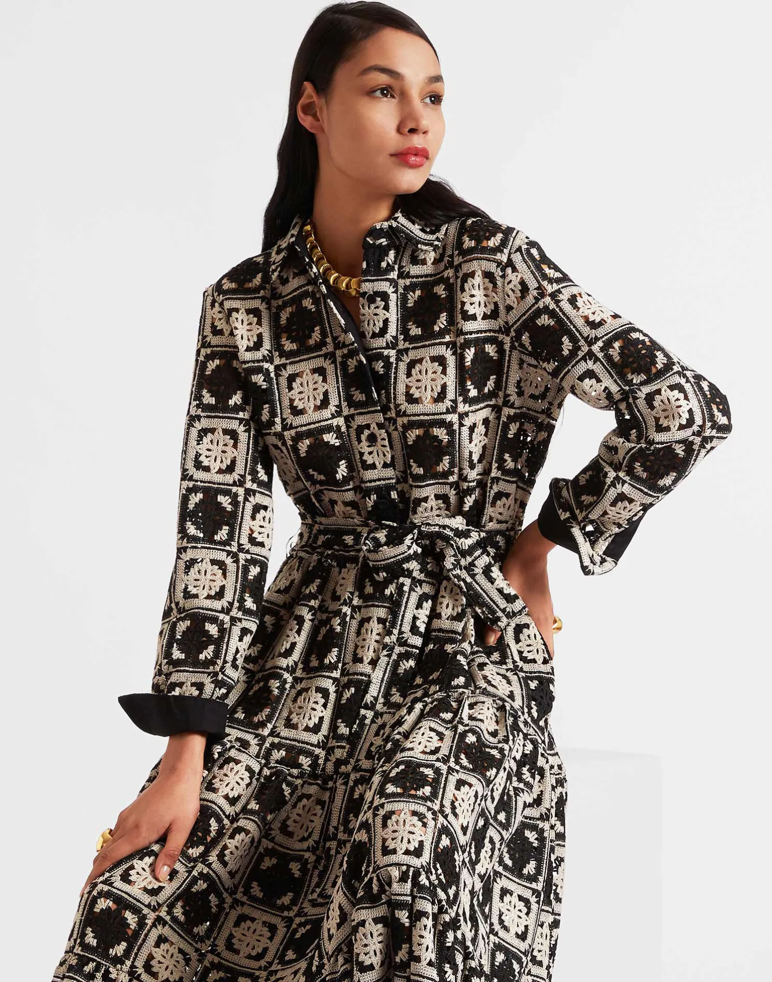 La DoubleJ Vestiti<Bellini DressMini Tiles Black in Macramé
