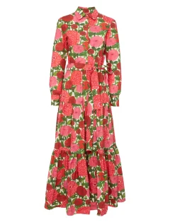 La DoubleJ Party Dressing<Bellini DressPink Dahlias in Popeline Cotton