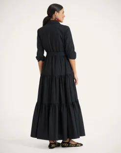 La DoubleJ Vestiti<Bellini DressSolid Black in Cotton Poplin
