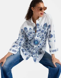La DoubleJ Camicie E Top<Better Than Your Boyfriend's ShirtOlympus Placée Cream in Cotton Poplin