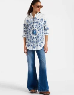 La DoubleJ Camicie E Top<Better Than Your Boyfriend's ShirtOlympus Placée Cream in Cotton Poplin