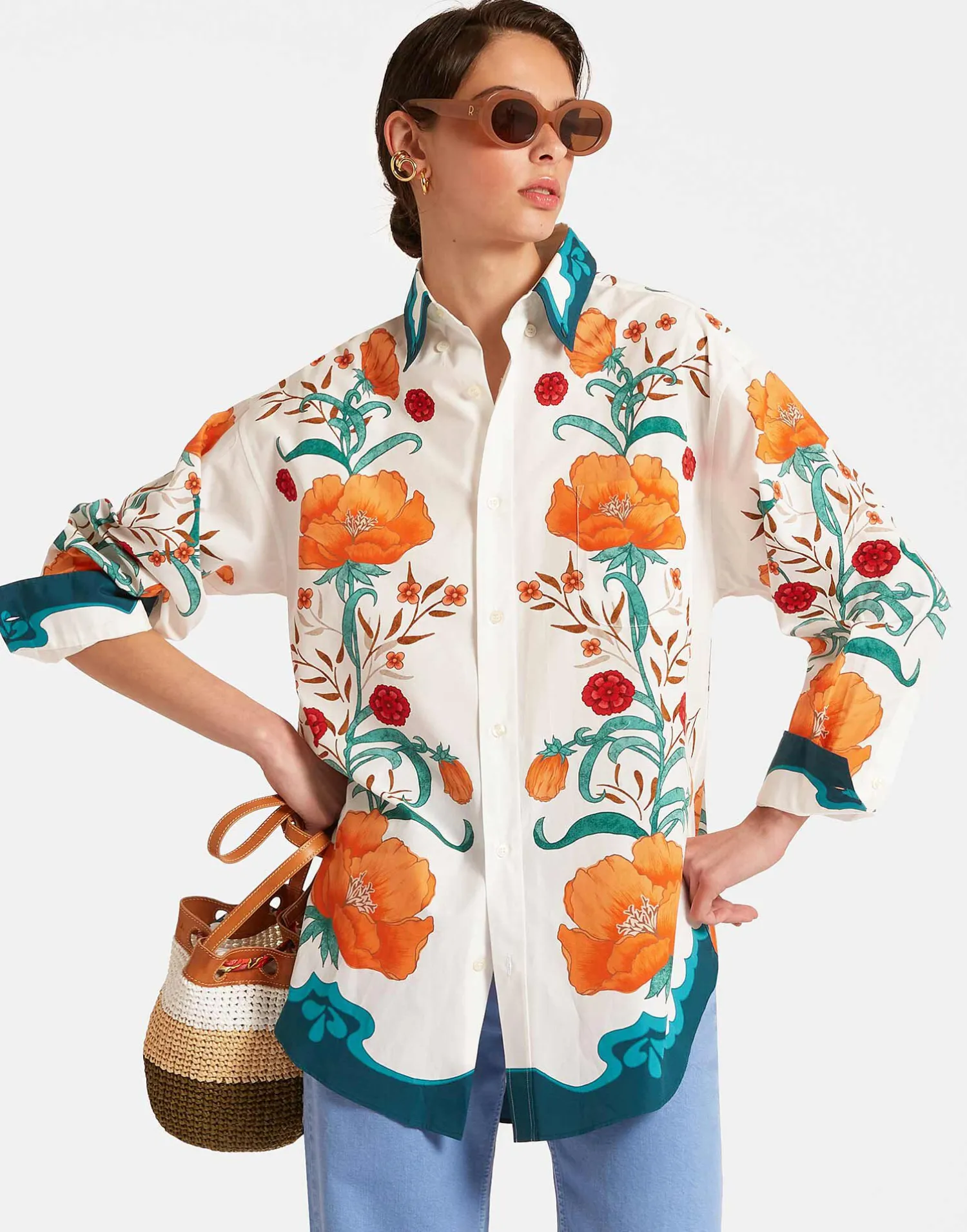 La DoubleJ Camicie E Top<Better Than Your Boyfriend's ShirtMorpheus Placée Orange in Summer Poplin